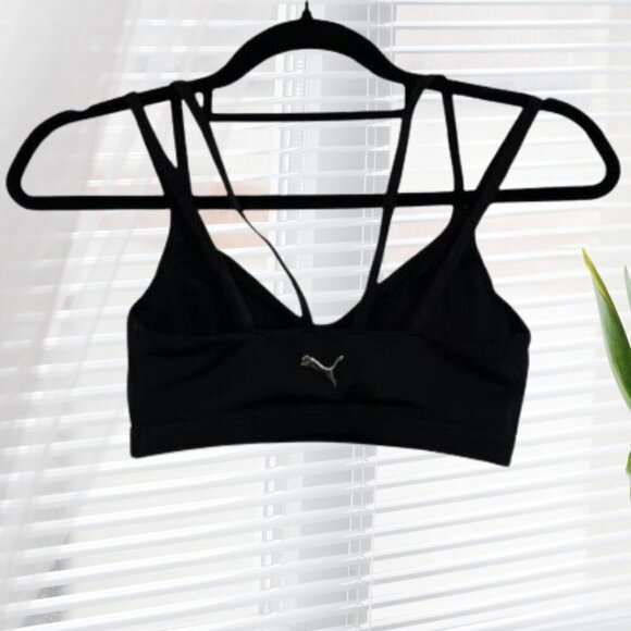 PUMA Eversculpt Low Impact Sports Bra XS Strappy Back Shape Enhancing Logo Black - Picture 3 of 8